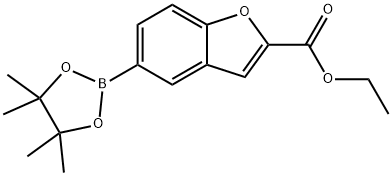 5-(4,4,5,5-四甲基-1,3,2-二氧硼杂环-2-基)-1-苯并呋喃-2-羧酸乙酯, 736989-87-0, 结构式