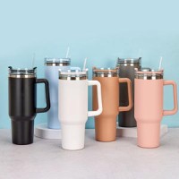 40oz 30oz Double Wall Insulated Stainless Steel Tumbler 600 ML Ceramic Lined Vacuum Flask In-Car Foo