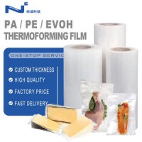 Custom Printed Food Grade Transparent Plastic Vacuum Film Roll Glossy Thermoforming for Meat Food Pa