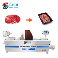 High Speed Automatic Meat Frozen Food Continuous Small Stretch Film Vacuum Thermoforming Packaging M