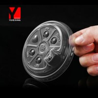 90mm Disposable Strawless PP Cup Lid for Cola - Transparent Thermoformed Cold Drink Lid for Paper/Pl