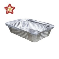 750ml Disposable Rectangle Aluminum Foil Baking Pans With PP Plastic Lids Food Grade Takeaway Foil P
