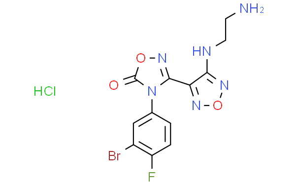 1,2,4-Oxadiazol-5(4H)-one, 3-[4-[(2-aminoethyl)amino]-1,2,5-oxadiazol-3-yl]-4-(3-bromo-4-fluorophenyl)-, hydrochloride (1:1)